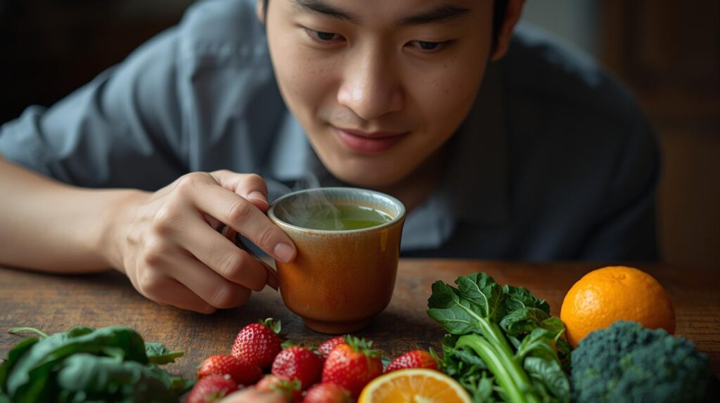 Healthy food and green tea to lose weight in 30 days naturally.
